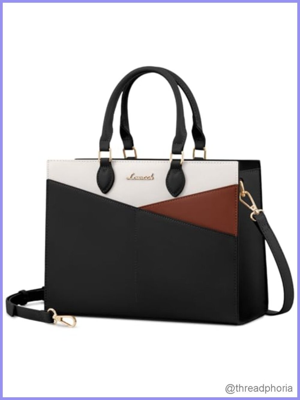 PU Leather Satchel Handbag Tote with Crossbody Strap Zipper Work Travel Women